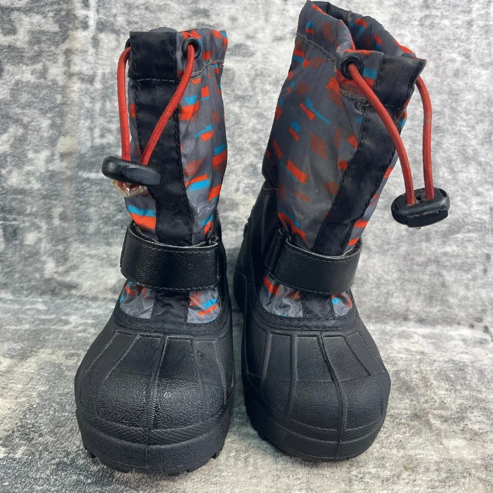 Columbia Boys Size 10 Powder Bug Forty Snow Boots Waterproof Gray Orange